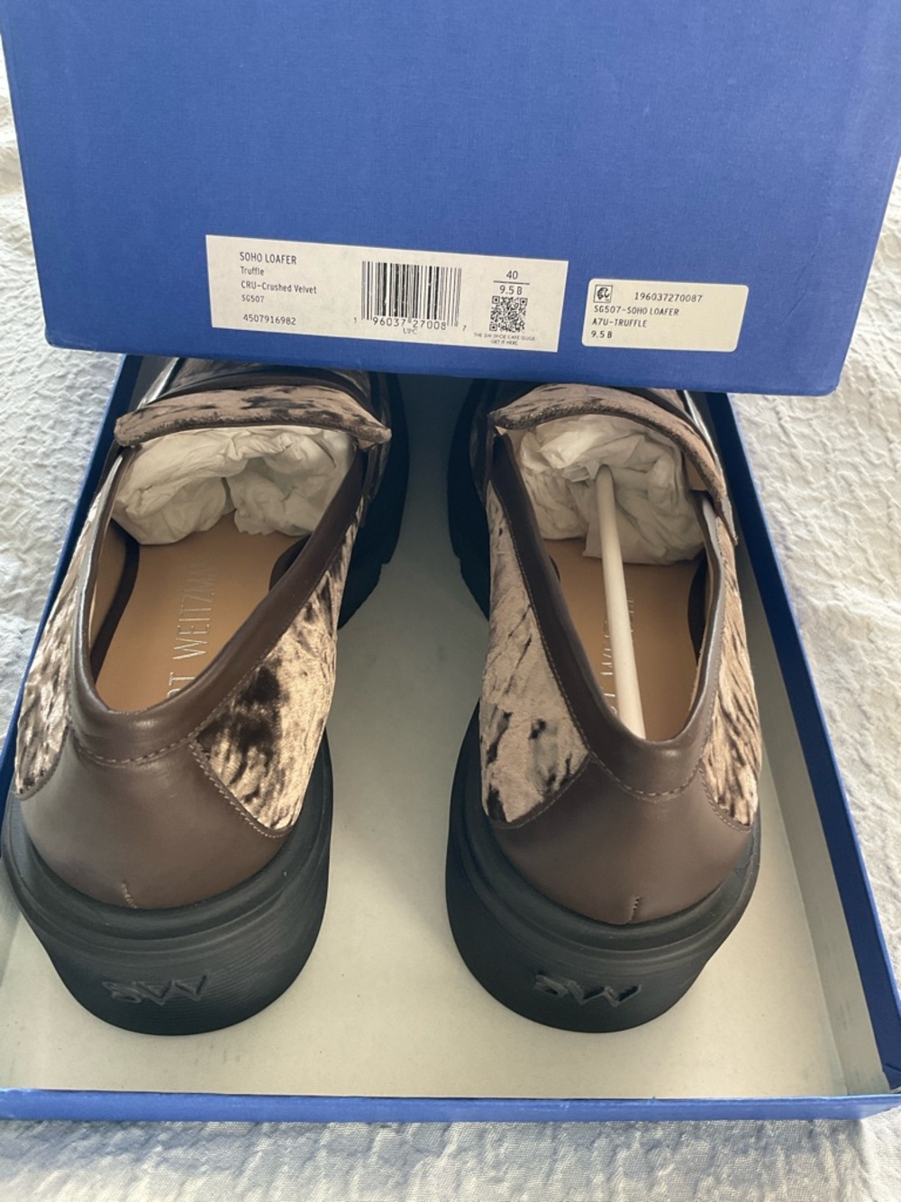Stuart Weitzman Brown Crushed Velvet Soho  Loafers-Truffle - Picture 13 of 16